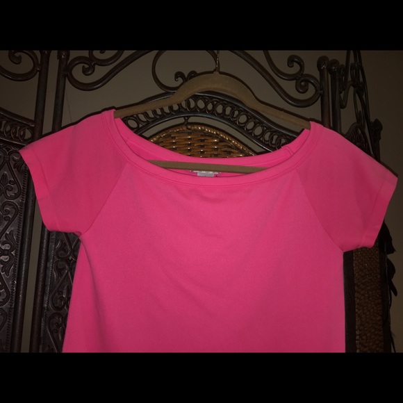 Hot pink stretch ballet neck top - Picture 2 of 5